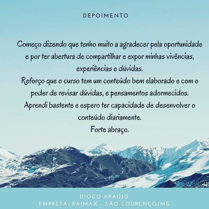 Gratidão Diogo pelo envolvimento e participação.